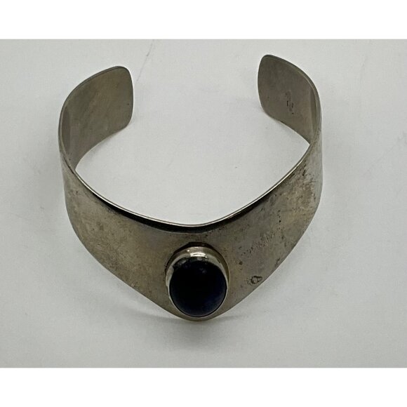 Ken Gastineau Nickel Silver Bracelet Blue Lapis Cabachon - Picture 1 of 4